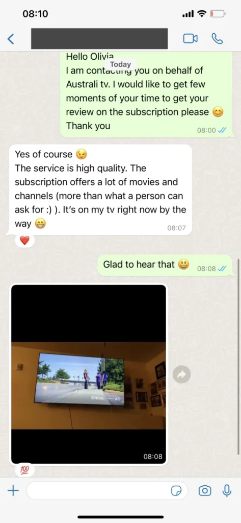 WhatsApp customer review