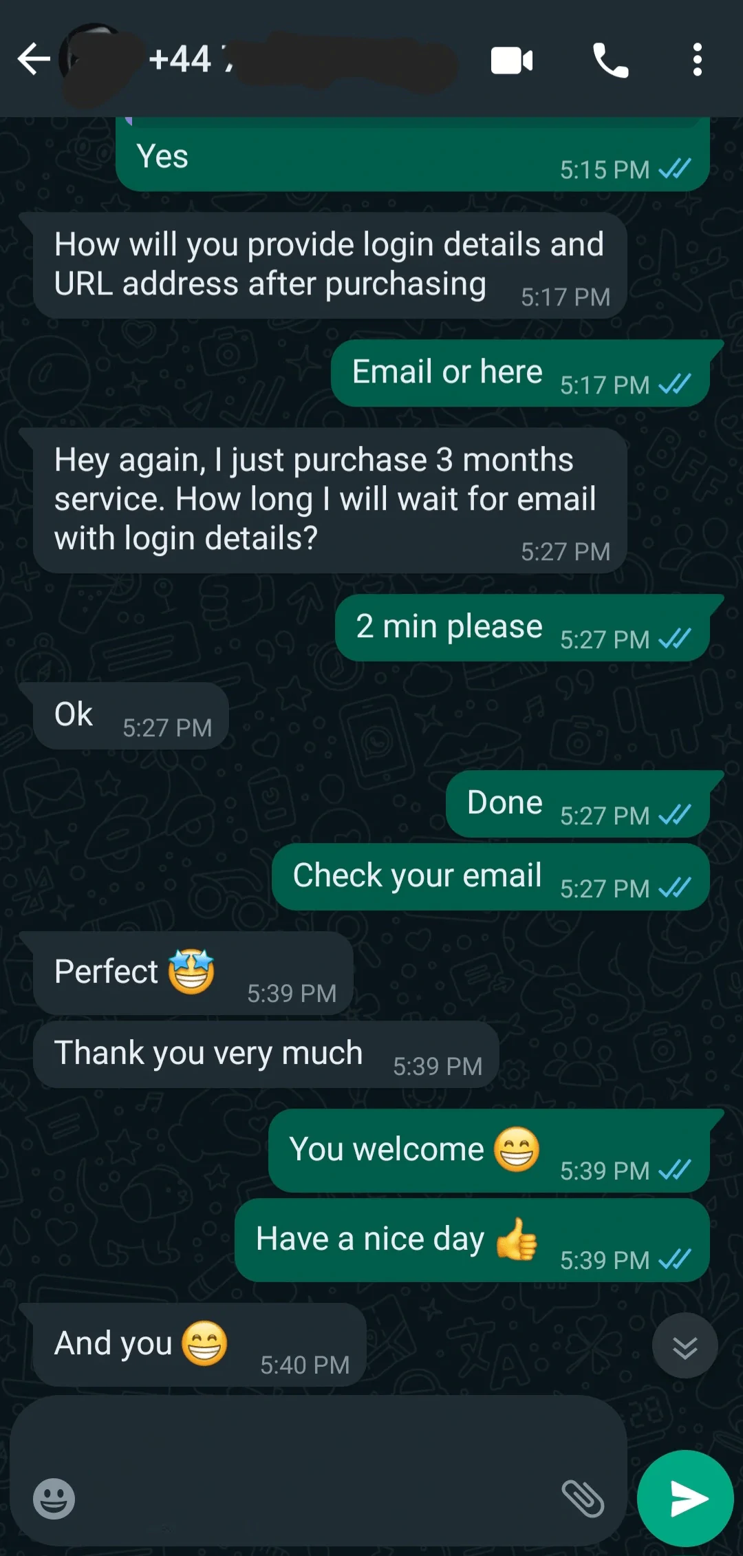 WhatsApp customer review